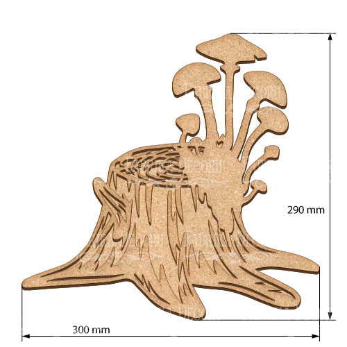  Art board Stump with mushrooms 30х29 cm - foto 0