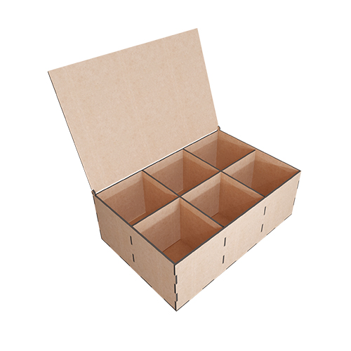 Gift Box of 6 sections with hinged lid, DIY kit #287