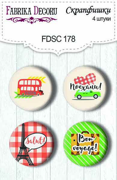 Set mit 4 Stk. Flair Buttons zum Scrapbooking "Salut" #178 - Fabrika Decoru