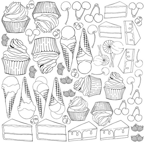Sheet of paper 12"x12" for coloring using markers, Candy shop