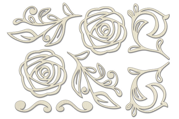 Chipboard embellishments set, "Flower mood 3" #139