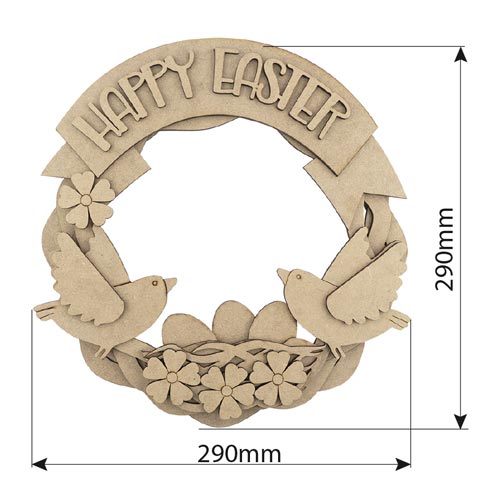 DIY wooden coloring set, Easter wreath with birds and "Happy Easter" inscription, #013 - foto 1