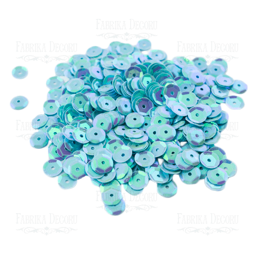 Sequins Round rosettes, blue with iridescent nacre, #203 - foto 0