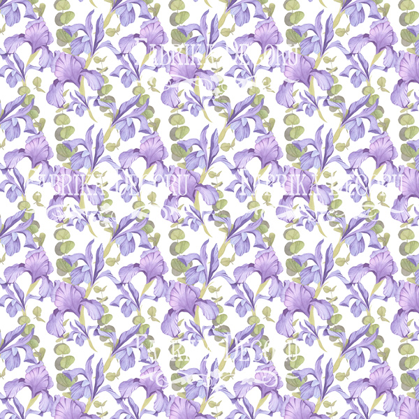 Blatt doppelseitiges Papier für Scrapbooking Majestic Iris #18-01 12"x12" - Fabrika Decoru