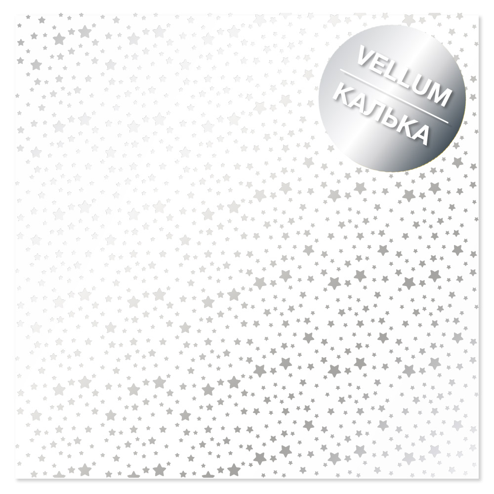 Pergamentblatt mit Silberfolie, Muster Silver Stars 29.7cm x 30.5cm - Fabrika Decoru