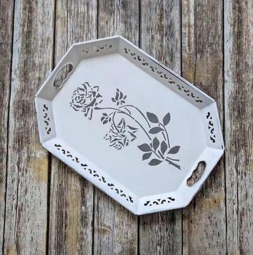 Stencil for decoration XL size (30*30cm), Sprig of roses with leaves #011 - foto 0