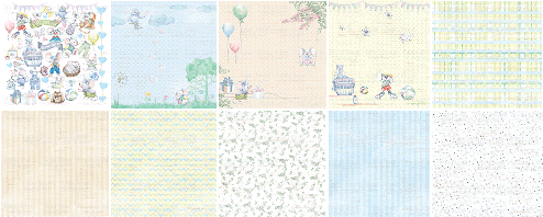 Double-sided scrapbooking paper set My little mousy boy 8"x8", 10 sheets - foto 0