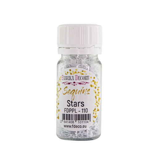 Sequins Stars, white, #110