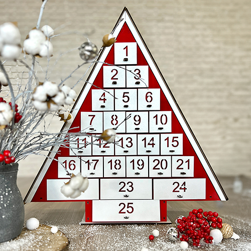 Adventskalender für 25 Tage Weihnachtsbaum mit ausgeschnittenen Zahlen, DIY - foto 2  - Fabrika Decoru