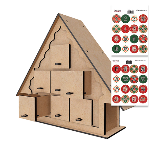 Mini Advent Calendar "Tiny" for 7 days with sticker numbers, DIY kit