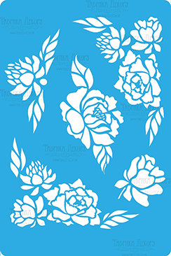 Stencil for crafts 15x20cm "Peonies" #210