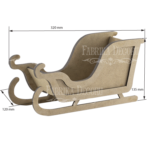 Blank for decoration Sleigh, type 5, creative DIY kit #102 - foto 1