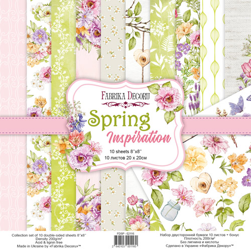 Zestaw papieru do scrapbookingu Spring inspiration, 20cm x 20cm - Fabrika Decoru