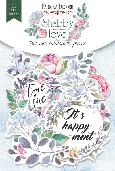 Set of die cuts Shabby love, 63 pcs