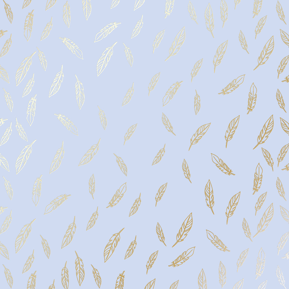 лист односторонней бумаги с фольгированием, дизайн golden feather purple, 30,5см х 30,5см