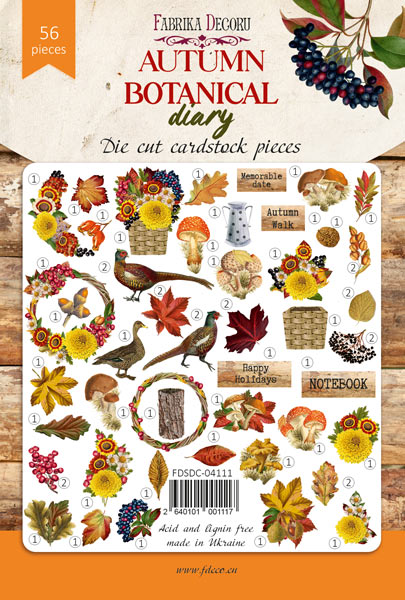 Zestaw wycinanek, kolekcja Autumn botanical diary 63 szt - foto 0  - Fabrika Decoru