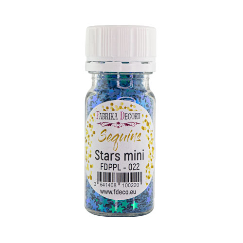 Sequins Stars mini, dark blue-green with nacre, #022