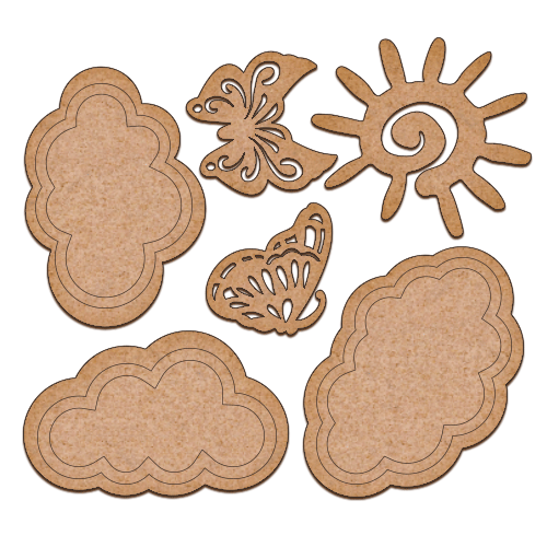 Set of MDF ornaments for decoration #46