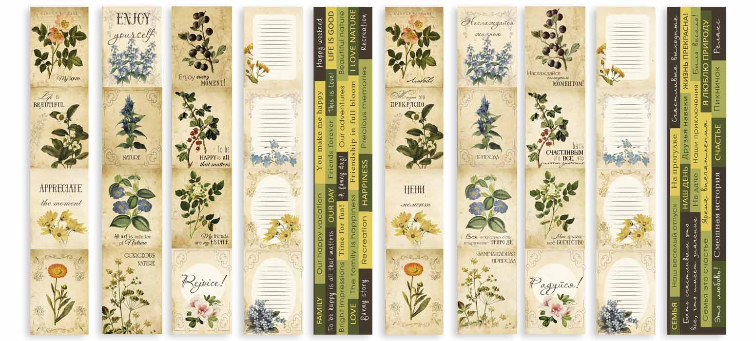 Zestaw pasków z obrazkami do dekorowania "Botany summer" - Fabrika Decoru