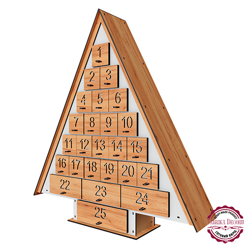 Advent calendar for 25 days in Nordic style, White - Kraft Oak, assembled - foto 2