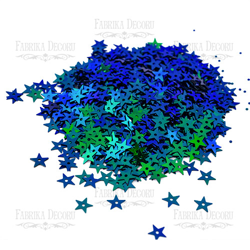 Sequins Stars, green with blue with nacre, #123 - foto 0