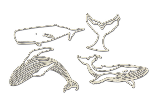 Chipboard embellishments set, Whales #594