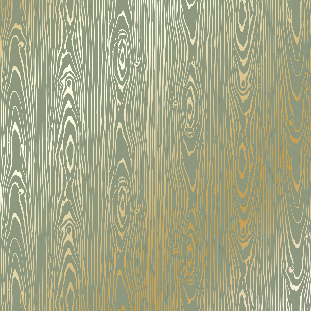 Einseitig bedrucktes Blatt Papier mit Goldfolienprägung, Muster Golden Wood Texture Olive, 12"x12" - Fabrika Decoru
