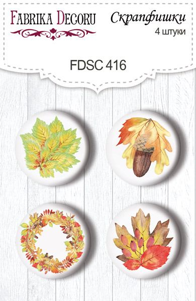 Set of 4pcs flair buttons for scrabooking Colors of Autumn #416