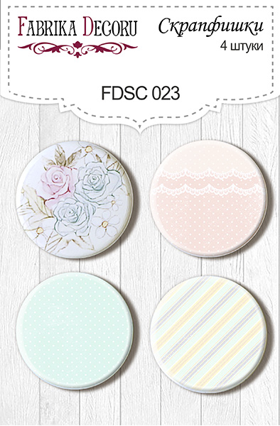 Zestaw 4 ozdobnych buttonów, #023 - Fabrika Decoru