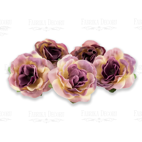 Rosenblüten, Farbe Violett mit Gelb, 1 Stk - Fabrika Decoru