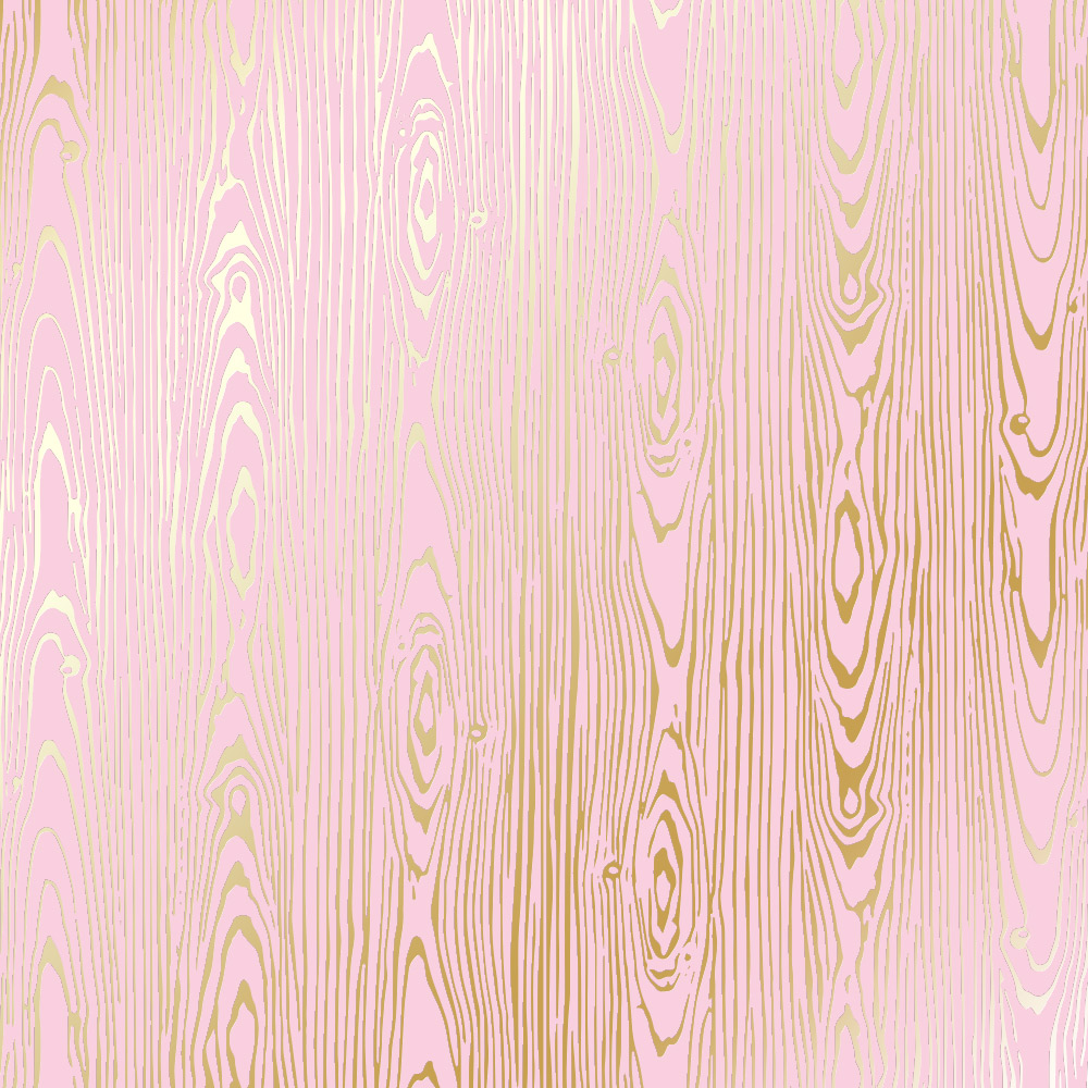 Blatt aus einseitigem Papier mit Goldfolienprägung, Muster Golden Wood Texture Pink, 12"x12" - Fabrika Decoru