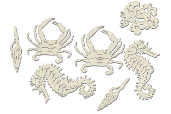 Chipboard embellishments set, "Sea Animals" #322