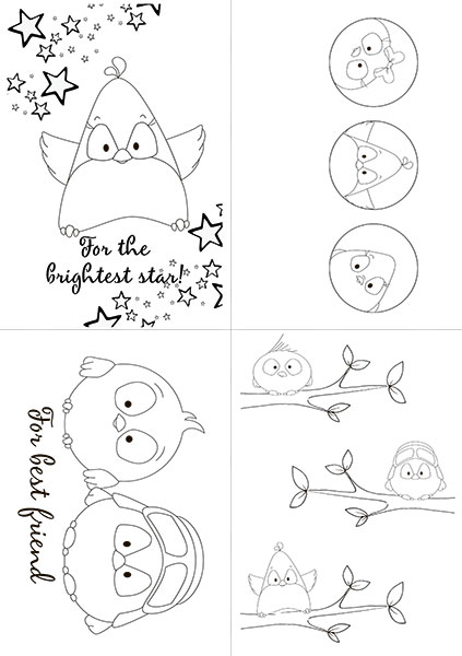 Set of 8pcs 10х15cm for coloring and creating greeting cards My tiny sparrow boy EN - foto 1