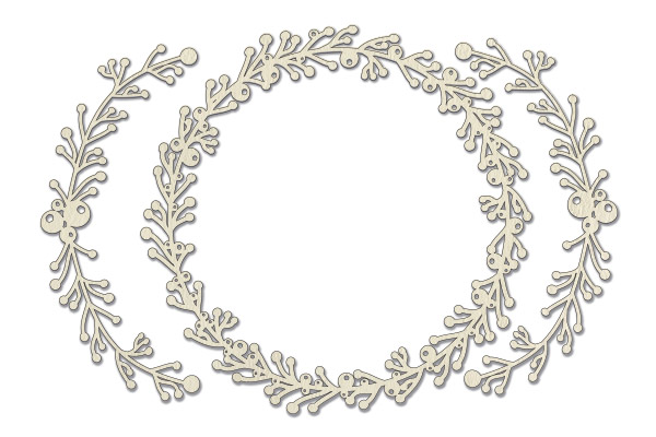 Chipboard embellishments set, Twig frame  #629