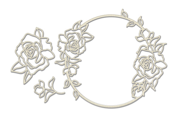 Chipboard embellishments set, "Roses in a circle" #342