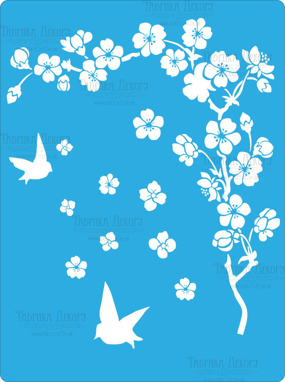 Stencil for crafts 15x20cm "Sakura branch" #114