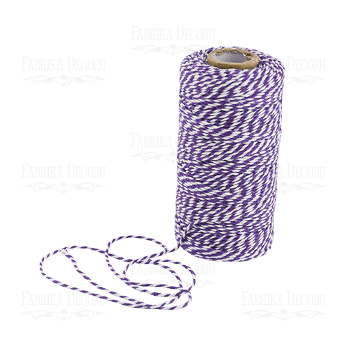 Bawełniany, melanżowy sznurek. Biały z purpurą - Fabrika Decoru