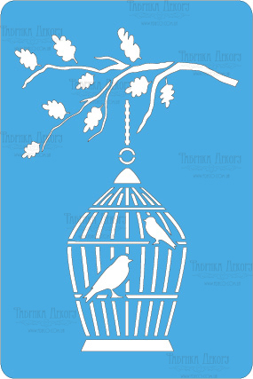 Schablone Mini zum Basteln 15x10cm "Vogel im Käfig 4" #151_4 - Fabrika Decoru