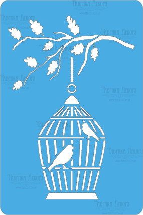 Stencil mini for crafts 15x10cm "Bird in a cage 4" #151_4