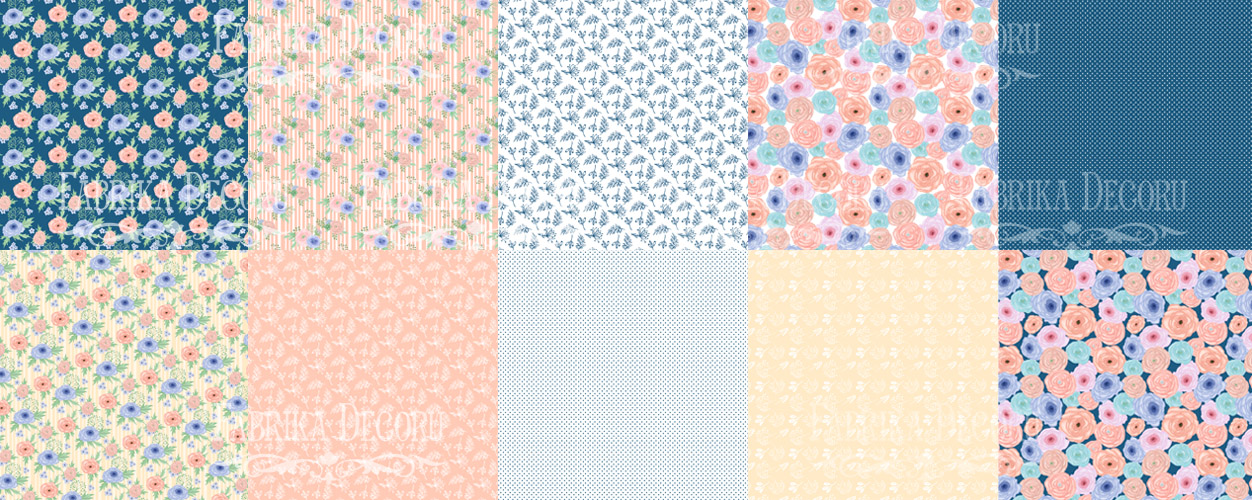 Doppelseitiges Scrapbooking-Papierset Flower Mood, 20 cm x 20 cm, 10 Blätter - foto 0  - Fabrika Decoru