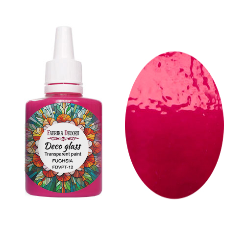 Deco Glass Farbe für transparenten Glasmalerei-Effekt, Fuchsie, 30ml - Fabrika Decoru