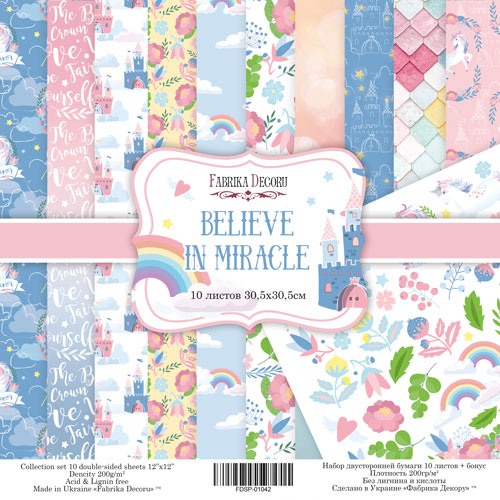 набор скрапбумаги "believe in miracle" 30,5x30,5 см 10 листов