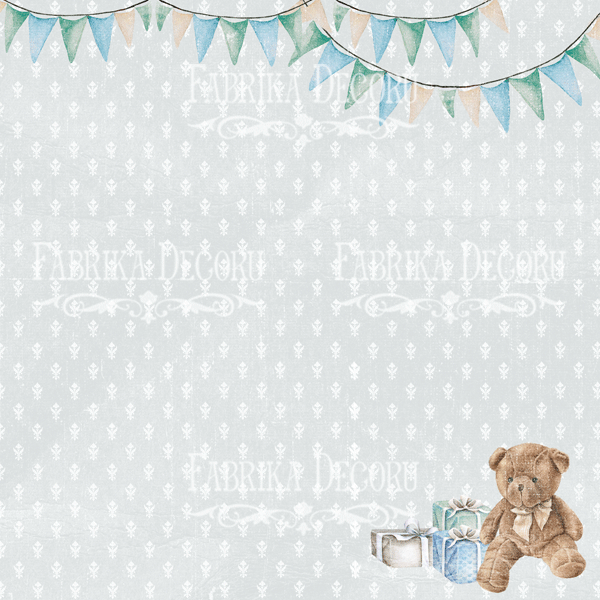 Blatt doppelseitiges Papier für Scrapbooking Shabby Baby Boy Redesign #35-04 12"x12" - Fabrika Decoru