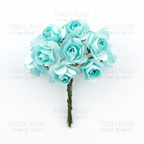 Blumenstrauß aus kleinen Rosen, Farbe Türkis, 12 Stk - Fabrika Decoru