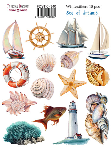 Set of stickers 15 pcs Sea of dreams #340