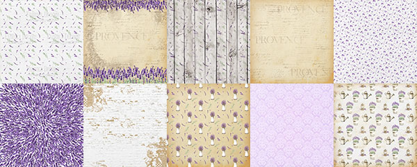 Double-sided scrapbooking paper set Lavender Provence 8"x8" 10 sheets - foto 0