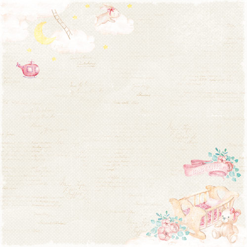 Double-sided scrapbooking paper set  Dreamy baby girl 8"x8", 10 sheets - foto 8