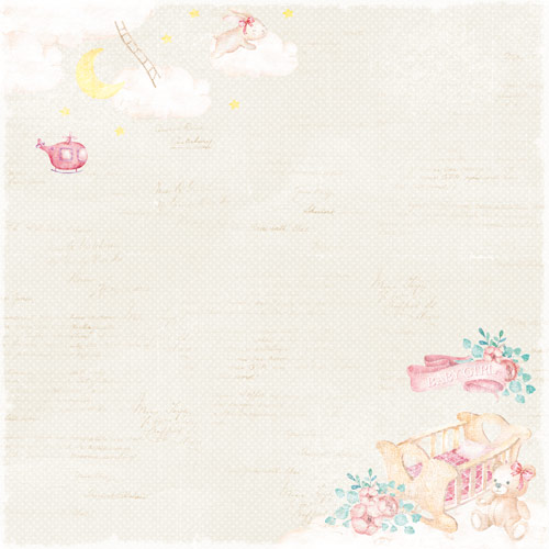 Doppelseitiges Scrapbooking-Papierset Dreamy Baby Girl 20 cm x 20 cm, 10 Blätter - foto 8  - Fabrika Decoru