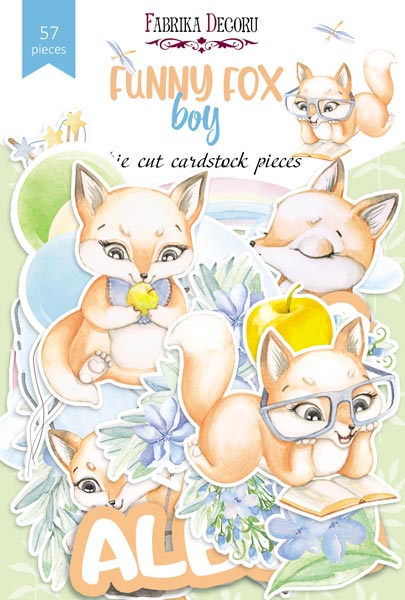 Set of die cuts Funny fox boy, 57 pcs