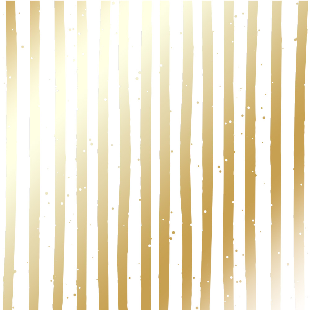 Sheet of single-sided paper with gold foil embossing, pattern Golden Stripes White, 12"x12"